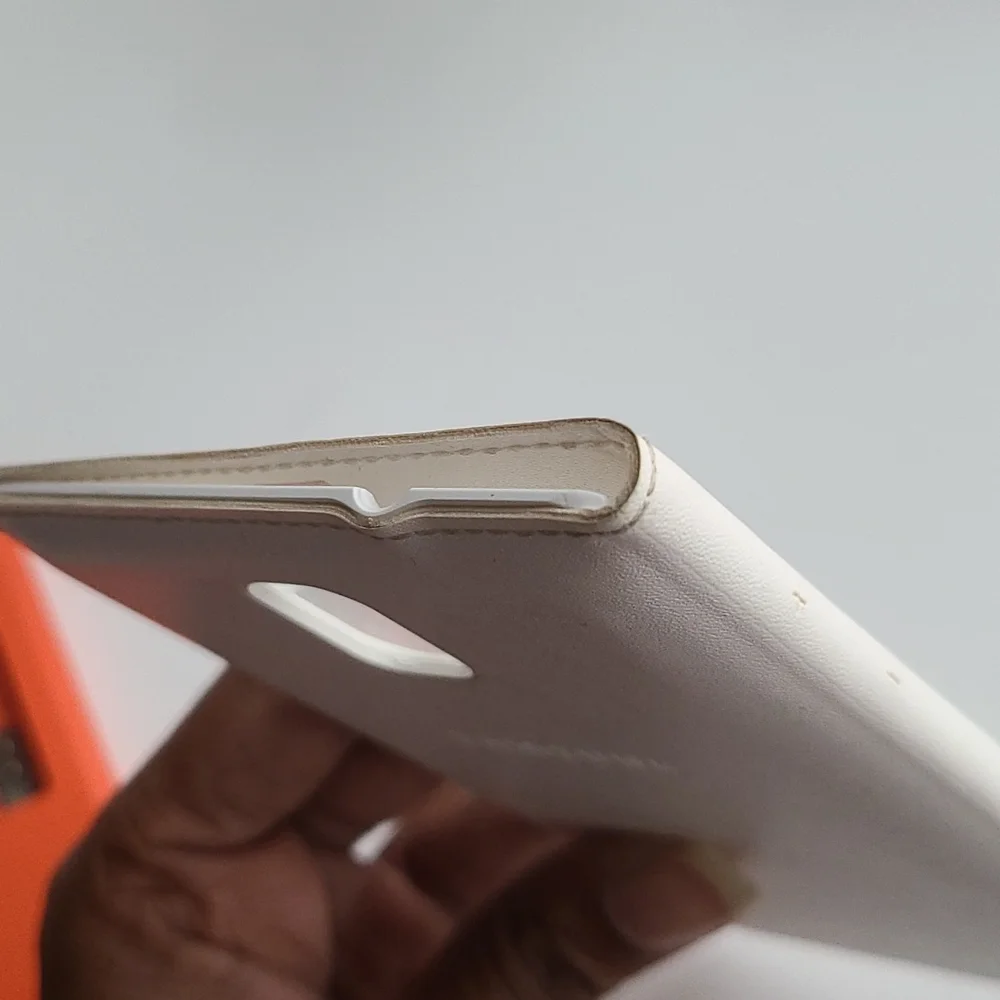 Samsung Galaxy Note 3 OEM S View Flip Cover Case Bundle Orange and White